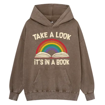 Pagewings Take A Look It's In A Book Unisex Washed Hoodie