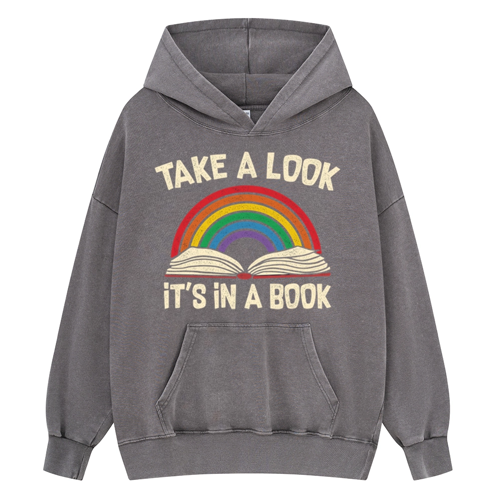 Pagewings Take A Look It's In A Book Unisex Washed Hoodie