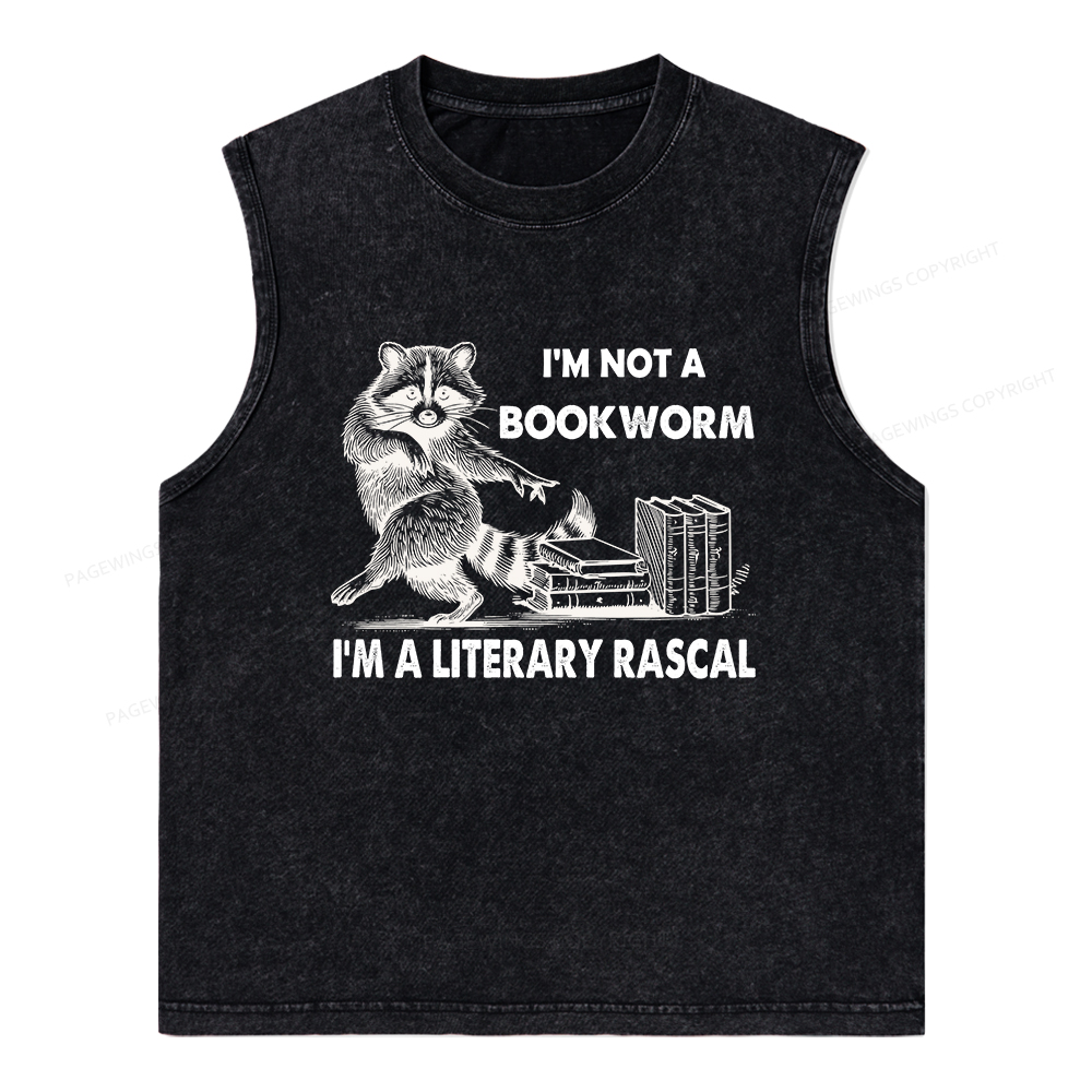 Pagewings I'm Not A Bookworm I'm A Literary Rascal Unisex Washed Tank Top