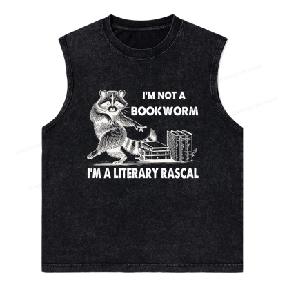 Pagewings I'm Not A Bookworm I'm A Literary Rascal Unisex Washed Tank Top