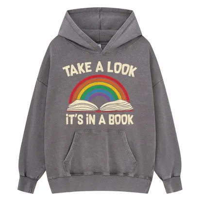 Pagewings Take A Look It's In A Book Unisex Washed Hoodie