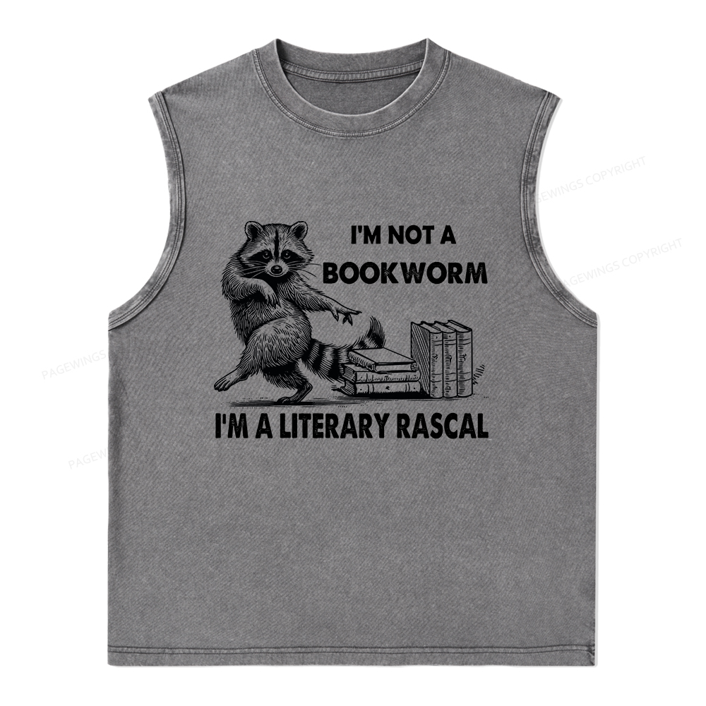 Pagewings I'm Not A Bookworm I'm A Literary Rascal Unisex Washed Tank Top