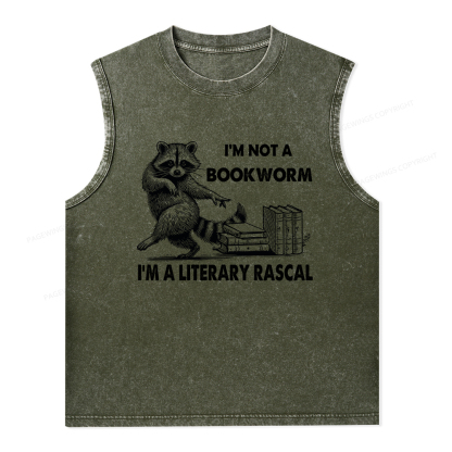 Pagewings I'm Not A Bookworm I'm A Literary Rascal Unisex Washed Tank Top