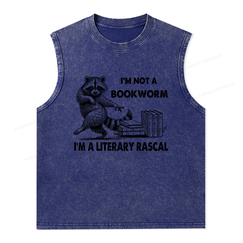 Pagewings I'm Not A Bookworm I'm A Literary Rascal Unisex Washed Tank Top