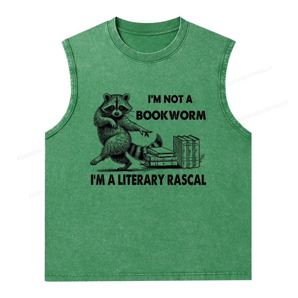 Pagewings I'm Not A Bookworm I'm A Literary Rascal Unisex Washed Tank Top