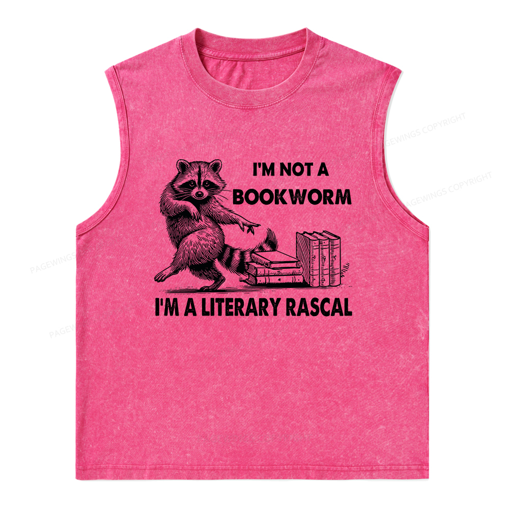 Pagewings I'm Not A Bookworm I'm A Literary Rascal Unisex Washed Tank Top