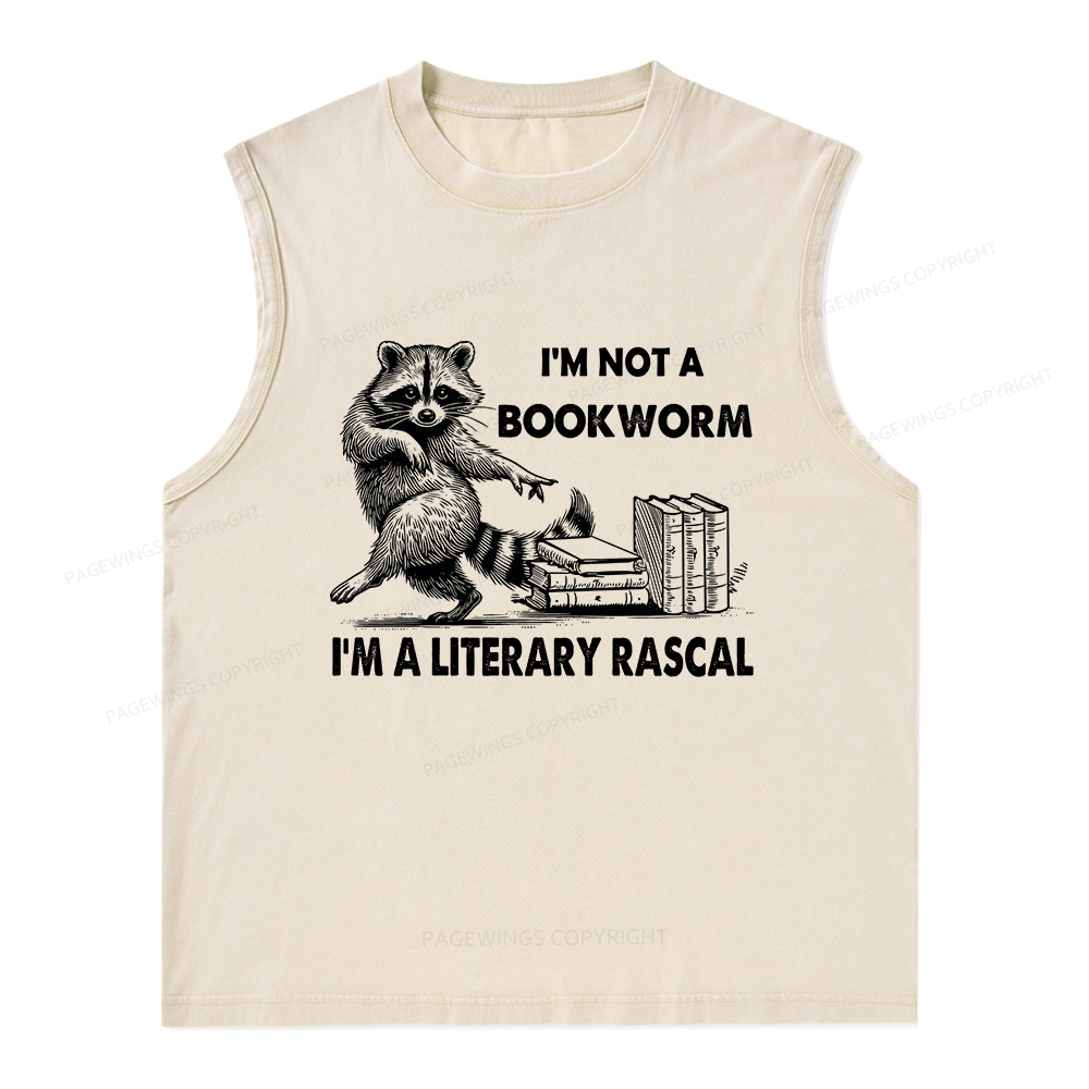 Pagewings I'm Not A Bookworm I'm A Literary Rascal Unisex Washed Tank Top