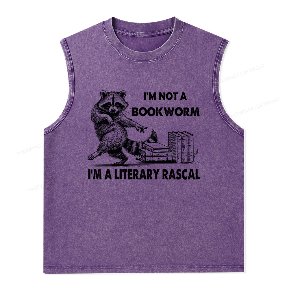 Pagewings I'm Not A Bookworm I'm A Literary Rascal Unisex Washed Tank Top