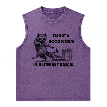 Pagewings I'm Not A Bookworm I'm A Literary Rascal Unisex Washed Tank Top