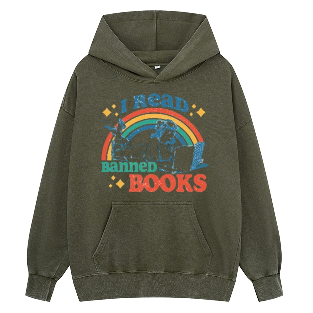 Pagewings I Read Banned Books Unisex Washed Hoodie