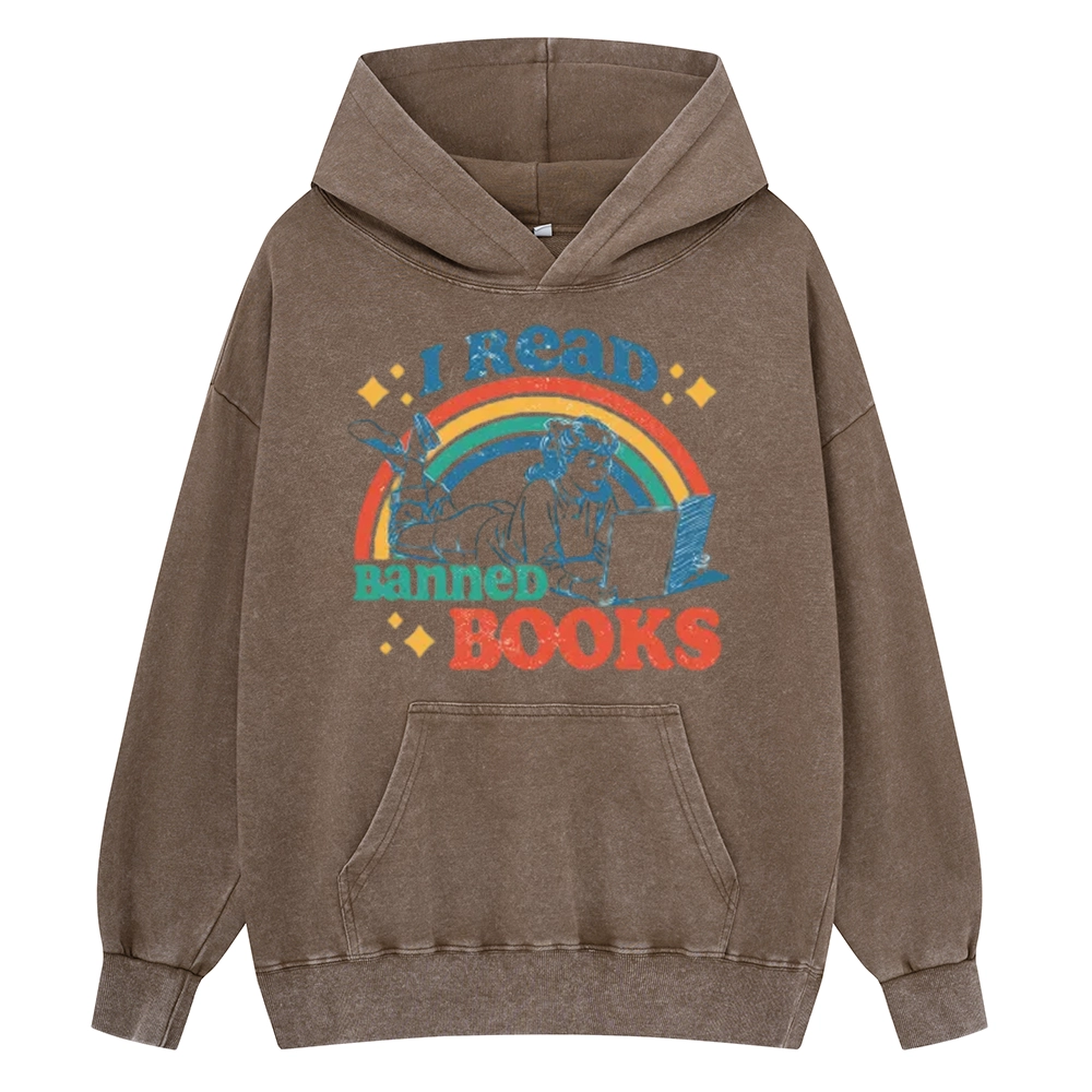 Pagewings I Read Banned Books Unisex Washed Hoodie