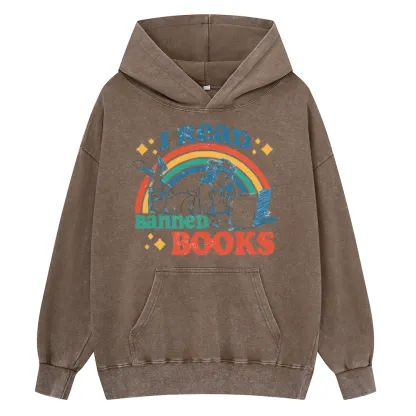 Pagewings I Read Banned Books Unisex Washed Hoodie