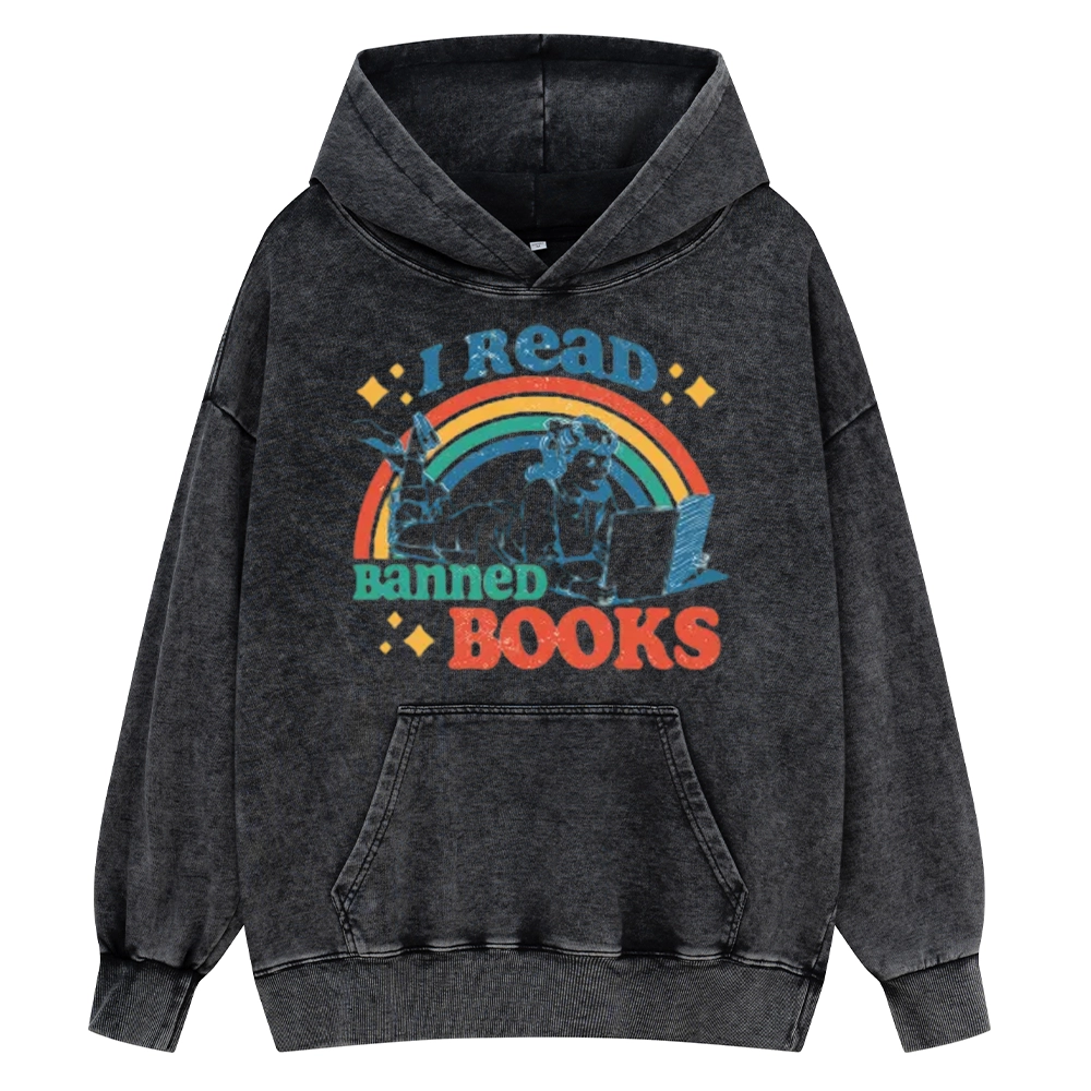 Pagewings I Read Banned Books Unisex Washed Hoodie
