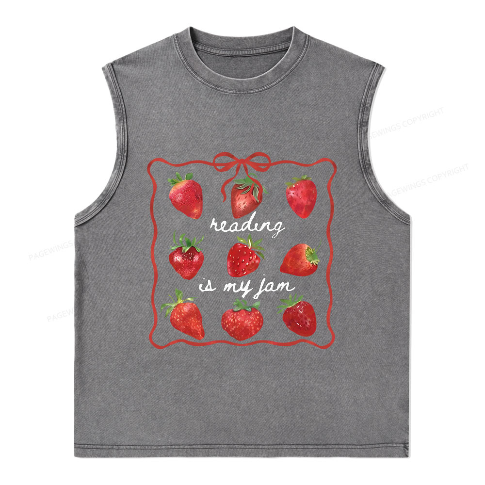 Pagewings Reading Is My Jam Unisex Washed Tank Top