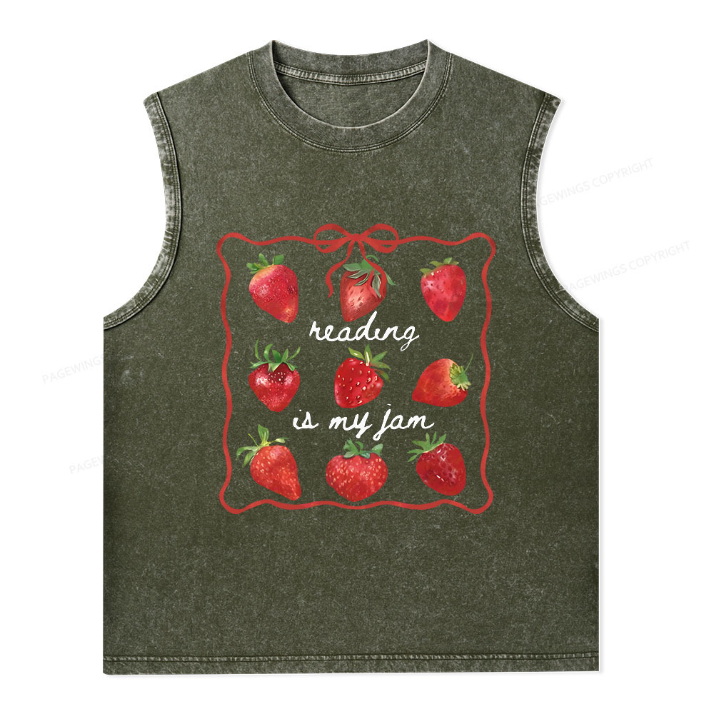 Pagewings Reading Is My Jam Unisex Washed Tank Top