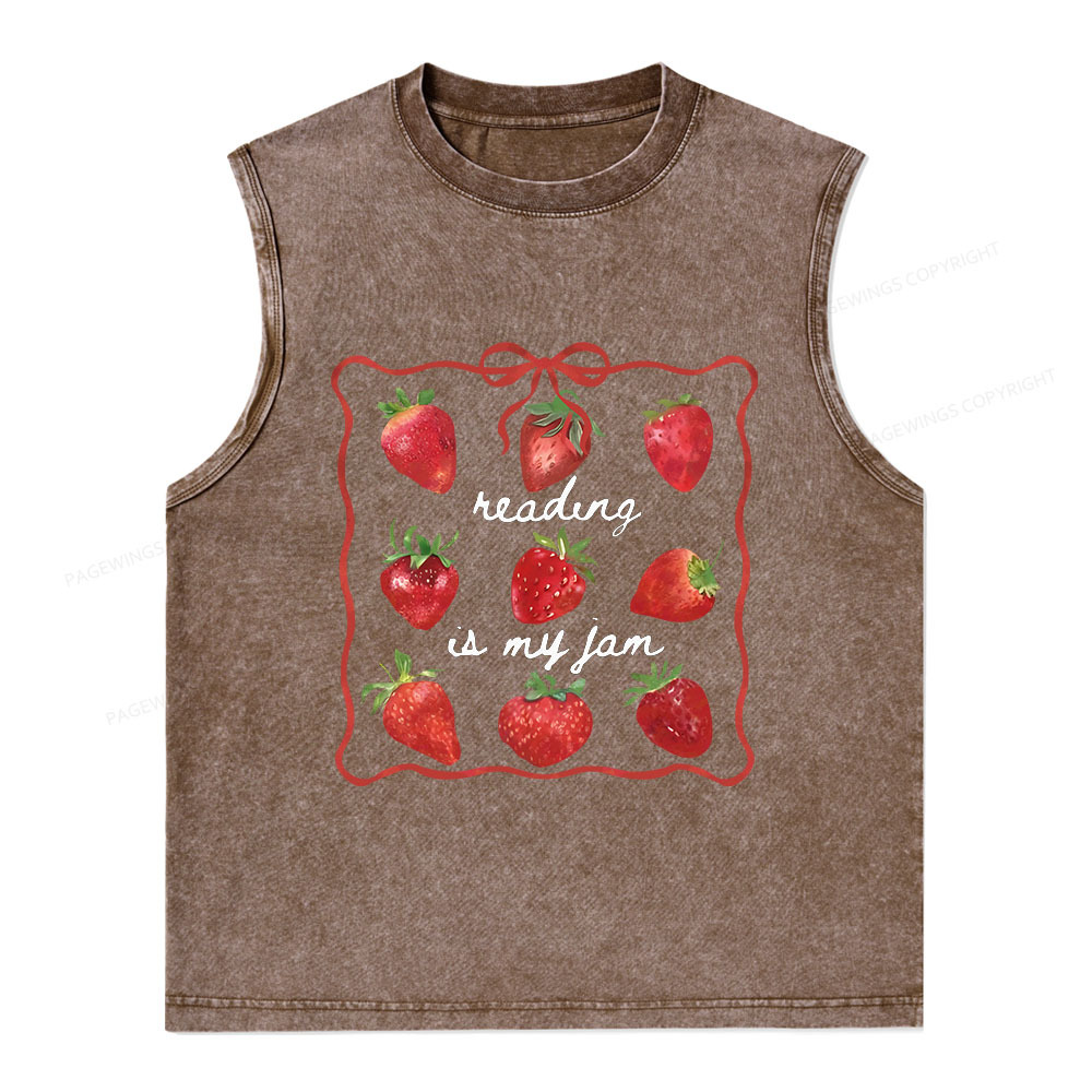 Pagewings Reading Is My Jam Unisex Washed Tank Top