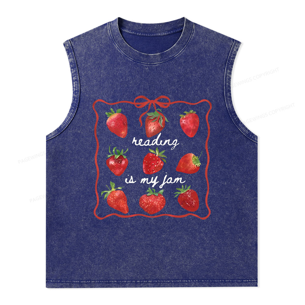 Pagewings Reading Is My Jam Unisex Washed Tank Top