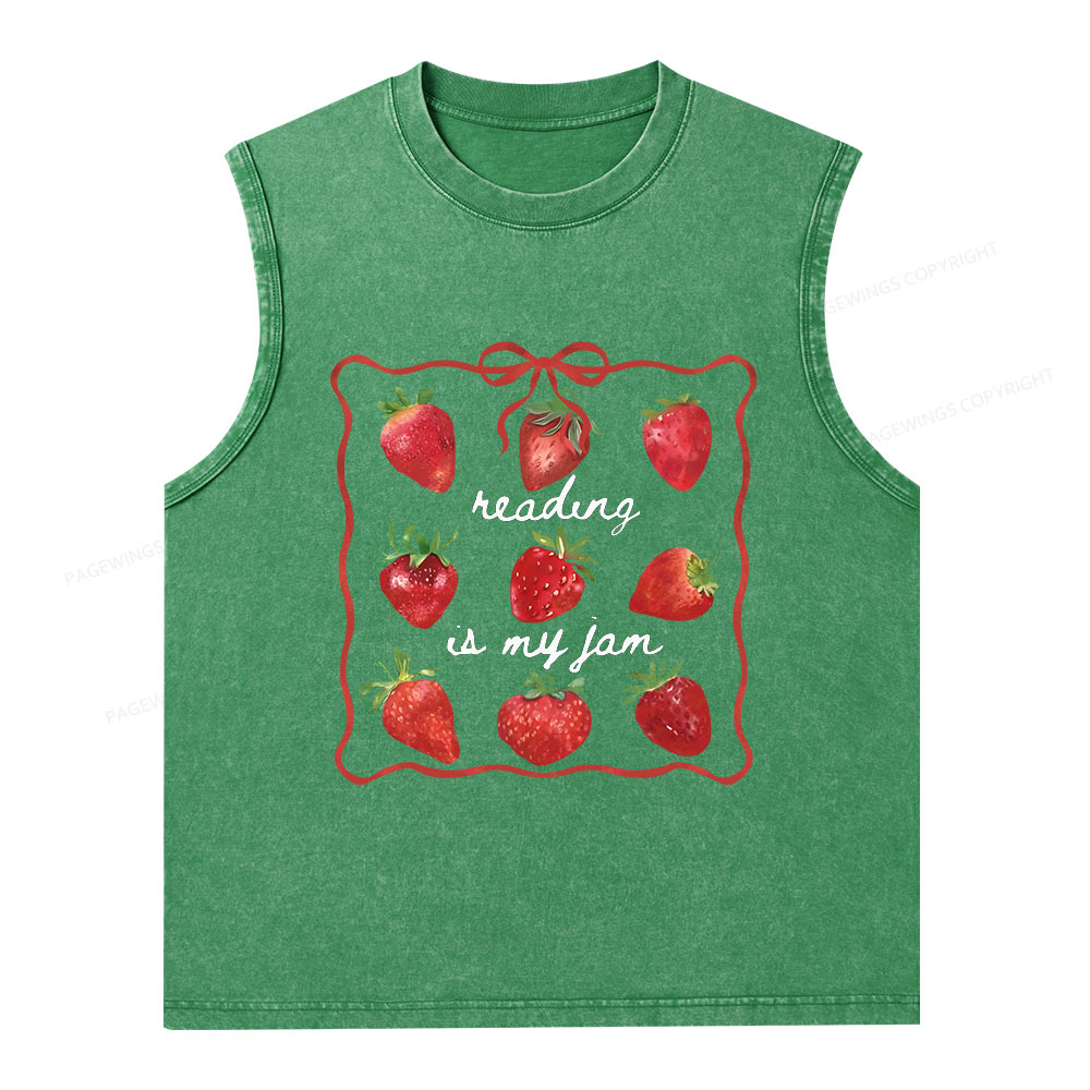 Pagewings Reading Is My Jam Unisex Washed Tank Top