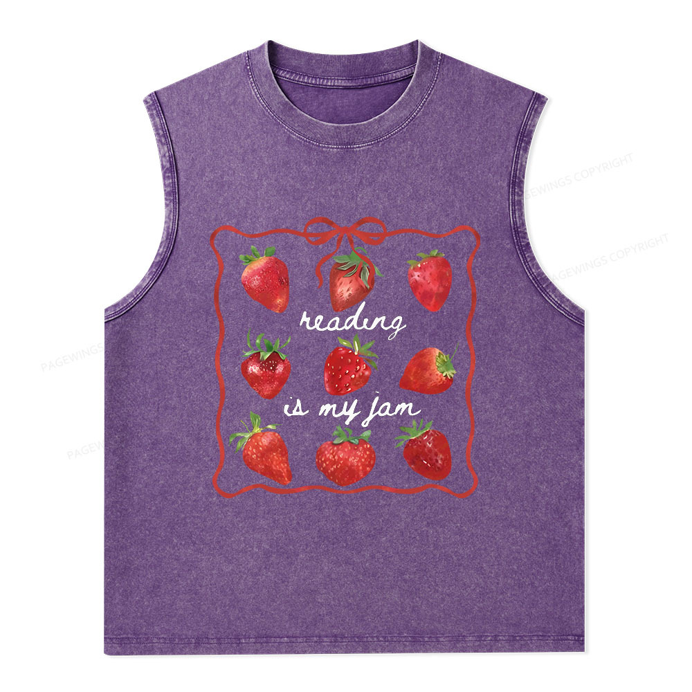 Pagewings Reading Is My Jam Unisex Washed Tank Top