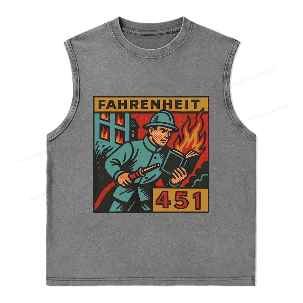 Pagewings Literature 451 Unisex Washed Tank Top