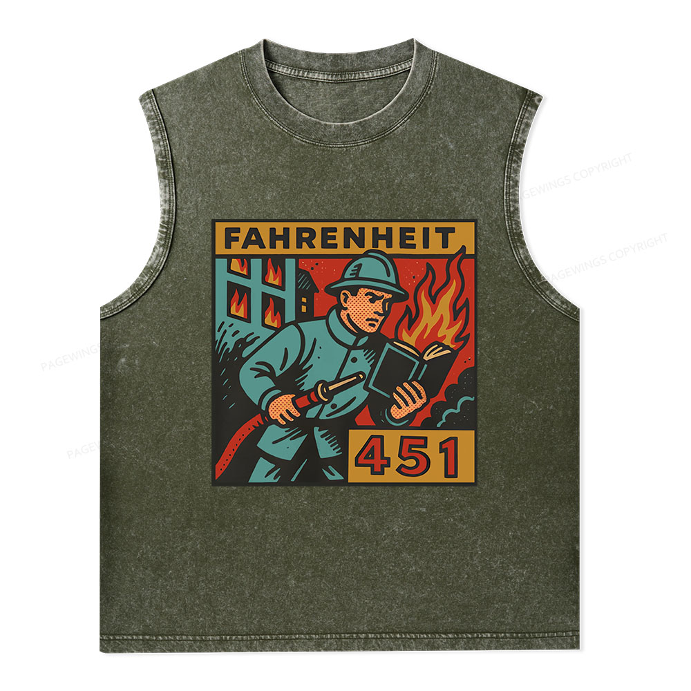 Pagewings Literature 451 Unisex Washed Tank Top
