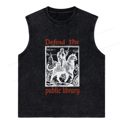 Pagewings Defend the Public Library Unisex Washed Tank Top