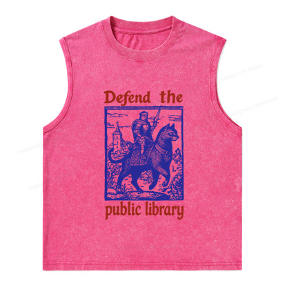 Pagewings Defend the Public Library Unisex Washed Tank Top