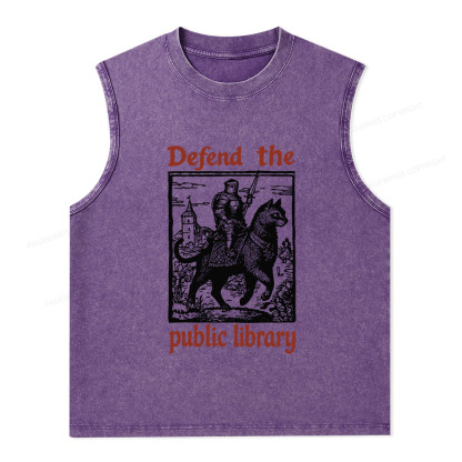 Pagewings Defend the Public Library Unisex Washed Tank Top