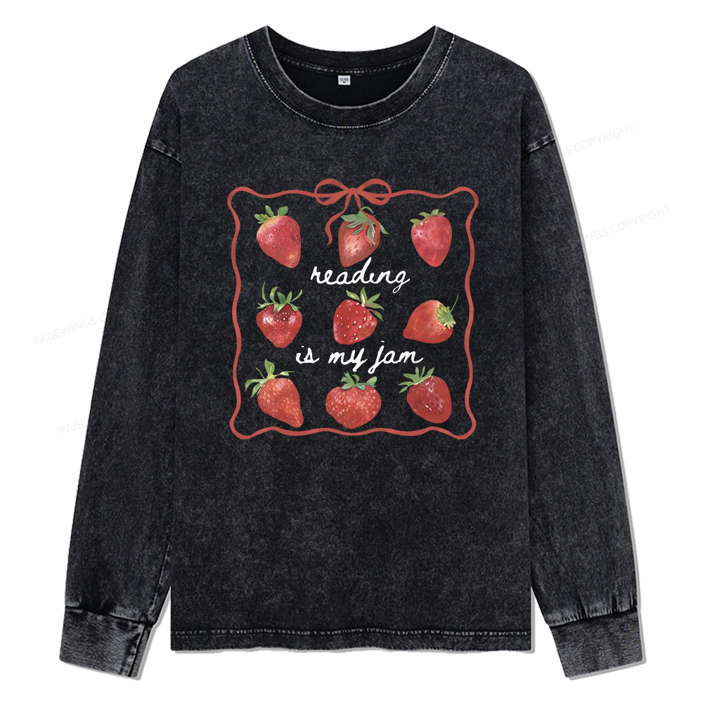 Pagewings Reading Is My Jam Unisex Washed Long Sleeve T-shirt