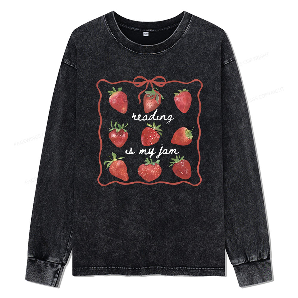 Pagewings Reading Is My Jam Unisex Washed Long Sleeve T-shirt
