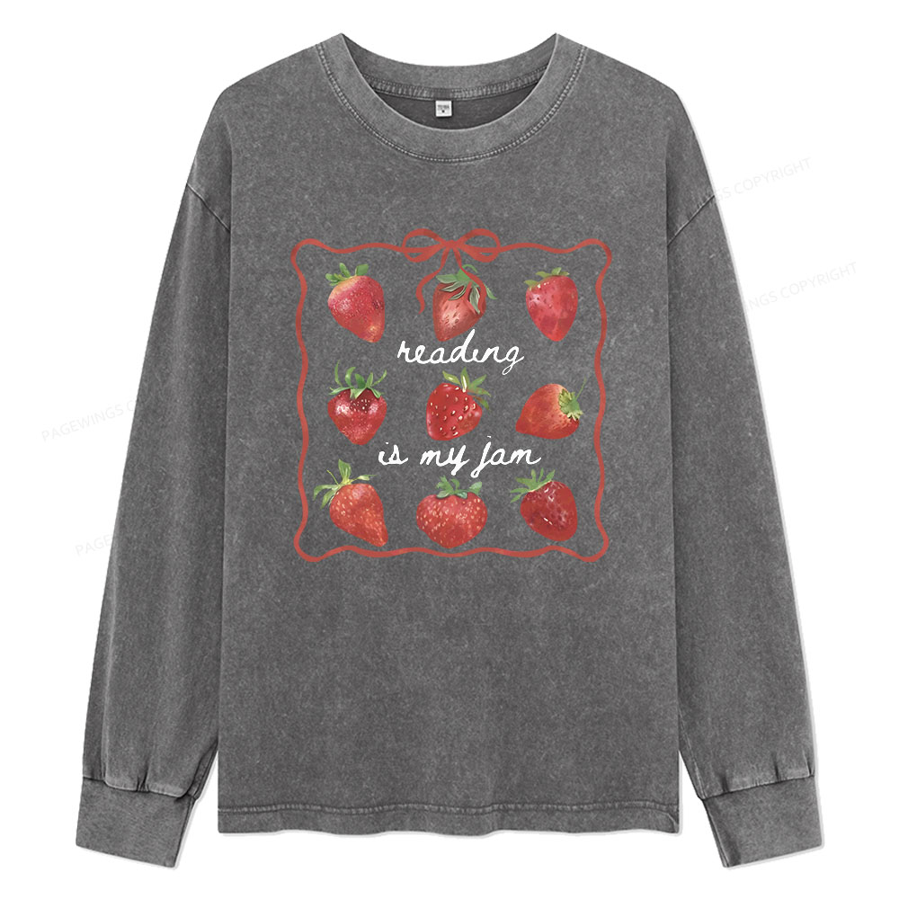 Pagewings Reading Is My Jam Unisex Washed Long Sleeve T-shirt