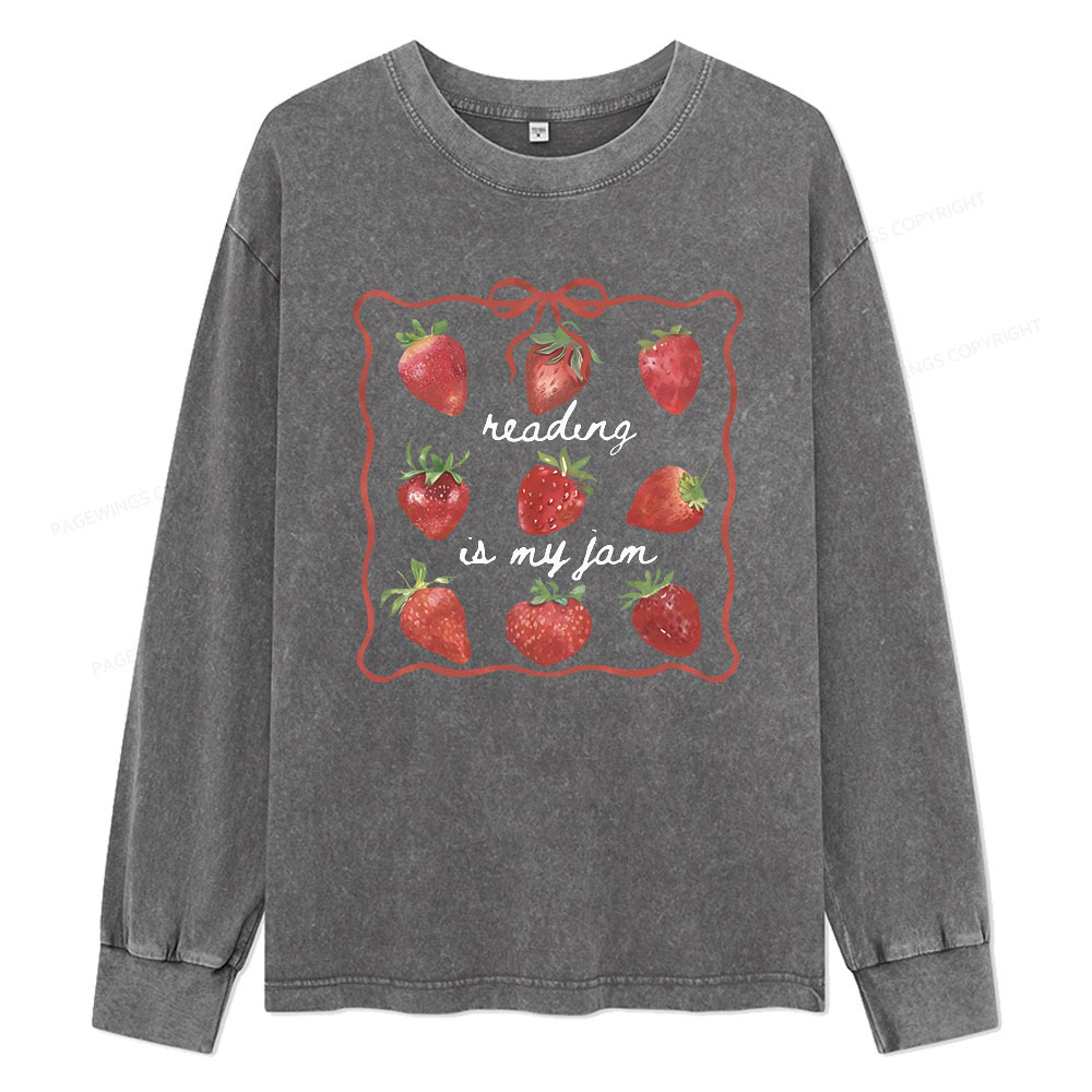 Pagewings Reading Is My Jam Unisex Washed Long Sleeve T-shirt