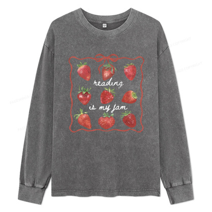 Pagewings Reading Is My Jam Unisex Washed Long Sleeve T-shirt