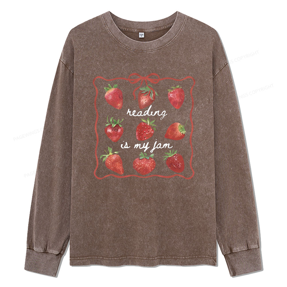 Pagewings Reading Is My Jam Unisex Washed Long Sleeve T-shirt