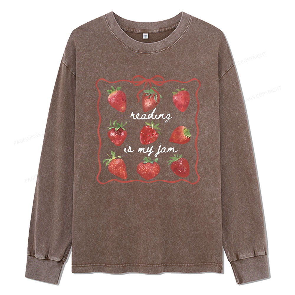 Pagewings Reading Is My Jam Unisex Washed Long Sleeve T-shirt