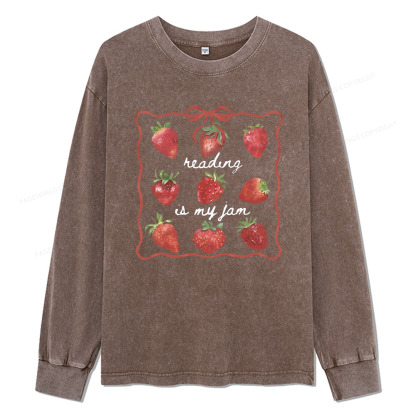 Pagewings Reading Is My Jam Unisex Washed Long Sleeve T-shirt