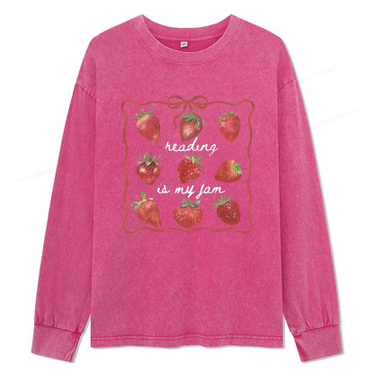 Pagewings Reading Is My Jam Unisex Washed Long Sleeve T-shirt