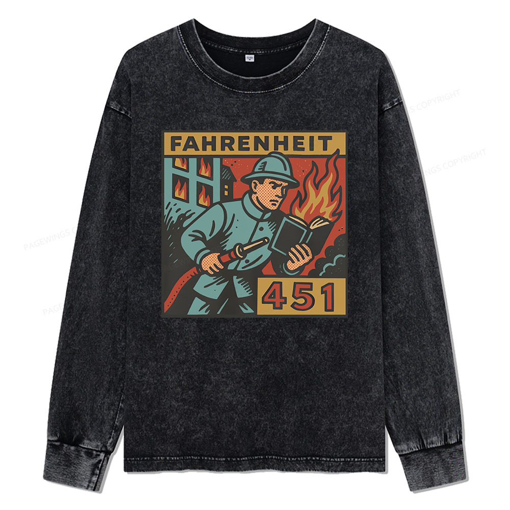 Pagewings Literature 451 Unisex Washed Long Sleeve T-shirt