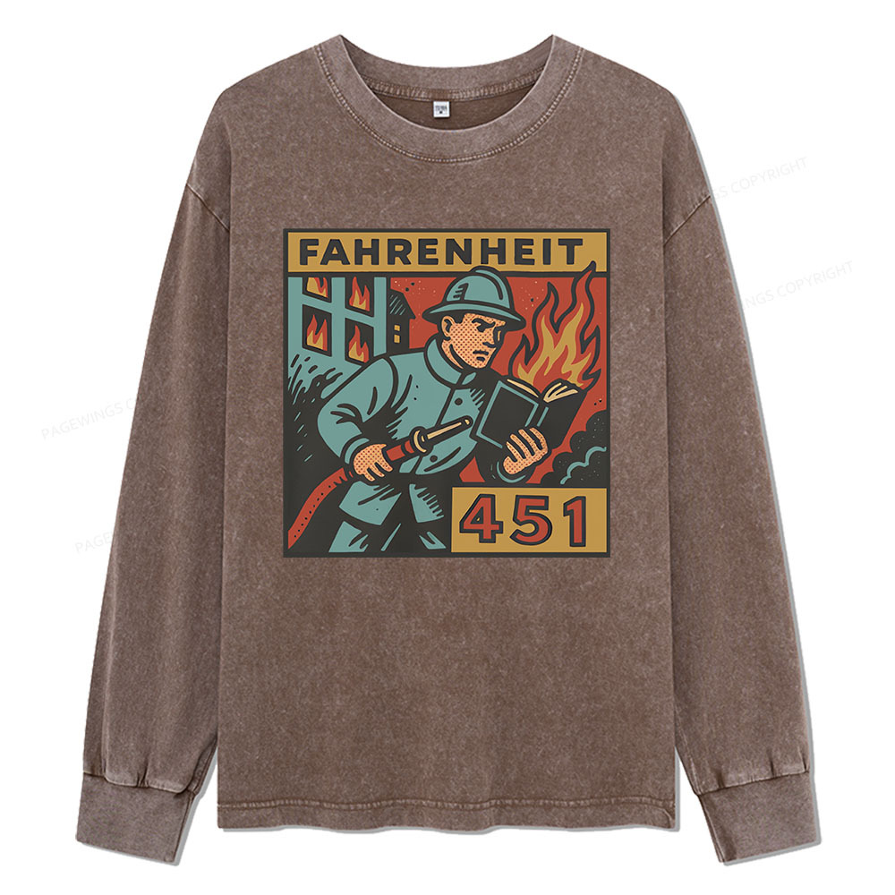Pagewings Literature 451 Unisex Washed Long Sleeve T-shirt