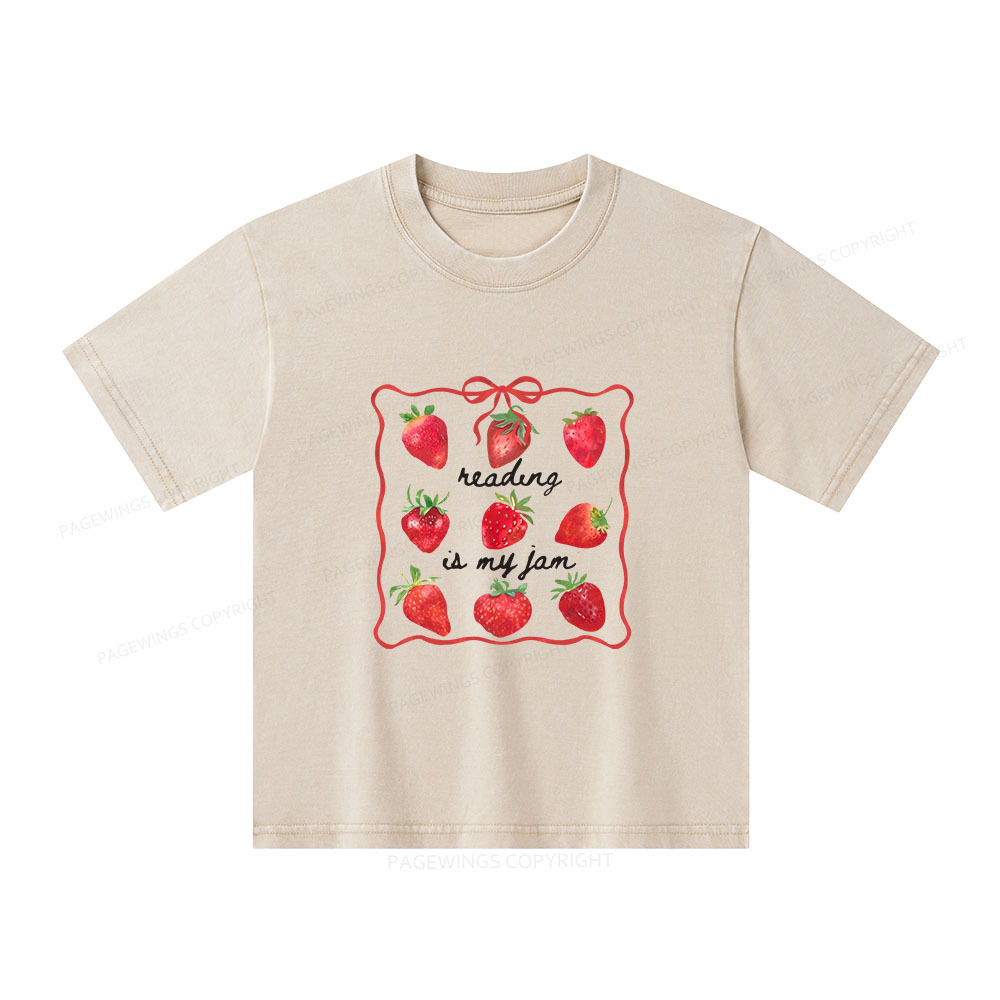 Pagewings Reading Is My Jam Unisex Kids Washed T-shirt