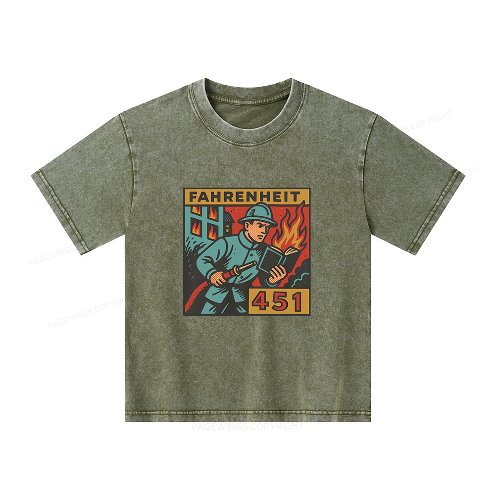 Pagewings Literature 451 Unisex Kids Washed T-shirt