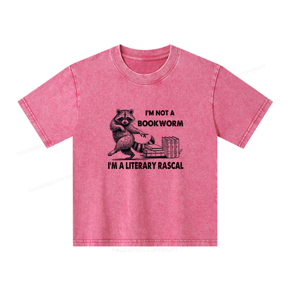 Pagewings I'm Not A Bookworm I'm A Literary Rascal Unisex Kids Washed T-shirt