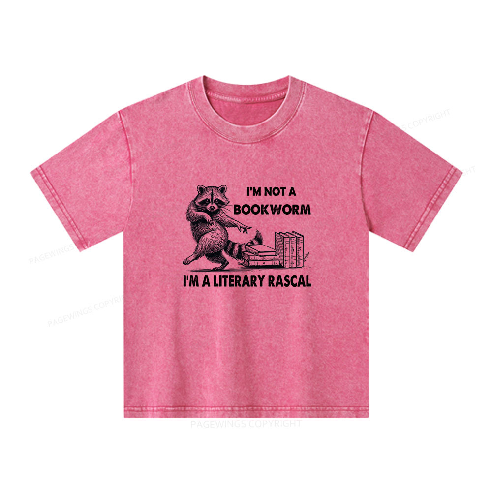 Pagewings I'm Not A Bookworm I'm A Literary Rascal Unisex Kids Washed T-shirt