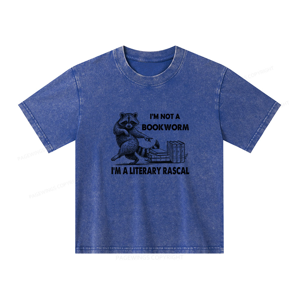 Pagewings I'm Not A Bookworm I'm A Literary Rascal Unisex Kids Washed T-shirt