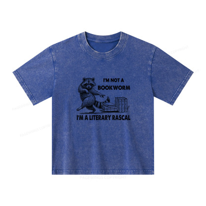 Pagewings I'm Not A Bookworm I'm A Literary Rascal Unisex Kids Washed T-shirt