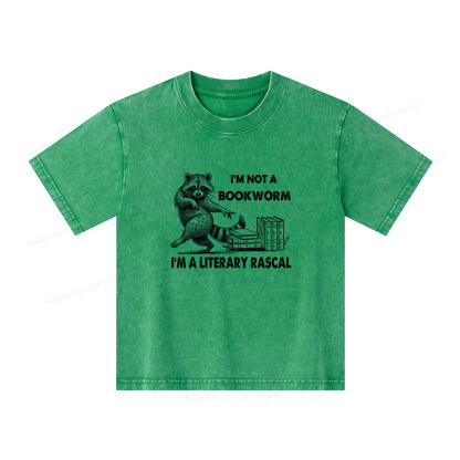 Pagewings I'm Not A Bookworm I'm A Literary Rascal Unisex Kids Washed T-shirt