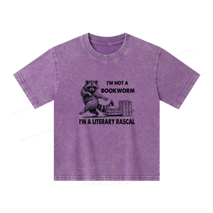 Pagewings I'm Not A Bookworm I'm A Literary Rascal Unisex Kids Washed T-shirt