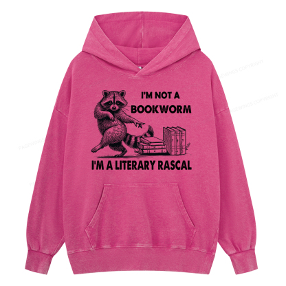 Pagewings I'm Not A Bookworm I'm A Literary Rascal Unisex Washed Hoodie
