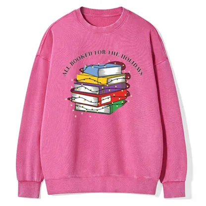 Pagewings Christmas All Booked For the Holidays Unisex Washed Sweatshirt