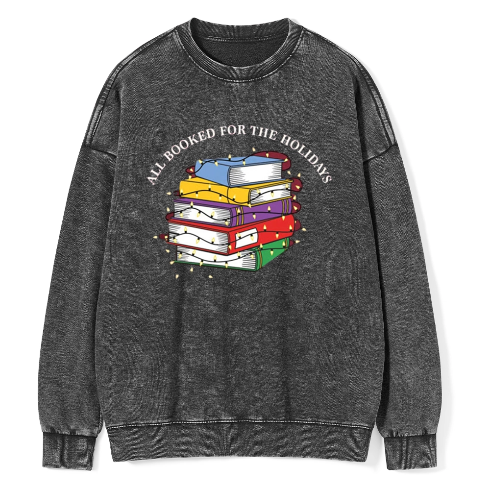 Pagewings Christmas All Booked For the Holidays Unisex Washed Sweatshirt